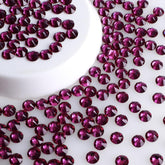 Fuchsia Glass Flat Back Glue-on Rhinestones 16 Cut Facets In Bulk WholesaleRhinestone